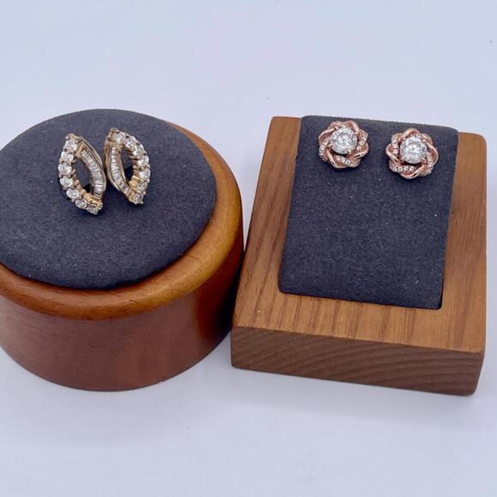 Vintage 925 Sterling Silver CZ Studs Earrings Bundle – Marquise & Floral Studs